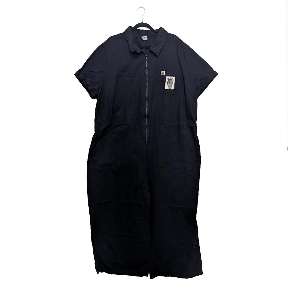 Lucy & Yak Cotton Ragan Jumpsuit with Custom Patch in Black Size 28